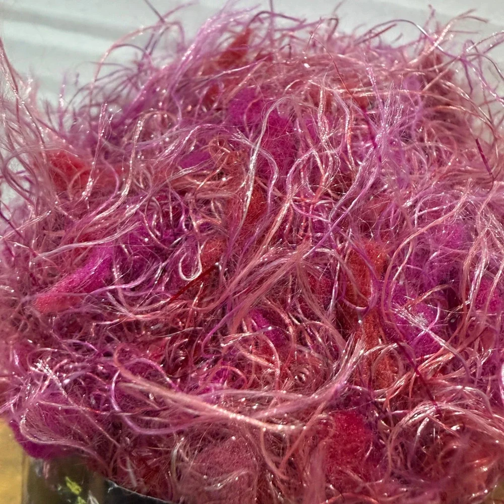 Y2K Bernat Bling Bling Yarn Cabaret Crimson Bulky Knit Crochet Craft 50g 90 yrds
